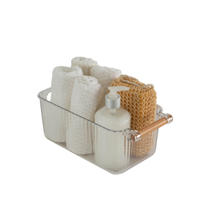 N&T Clara Storage Basket Clear With Wooden 5L