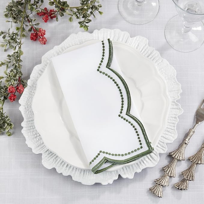 Embroidered Polka Dot Napkin W/ Scalloped Borde Set of 4