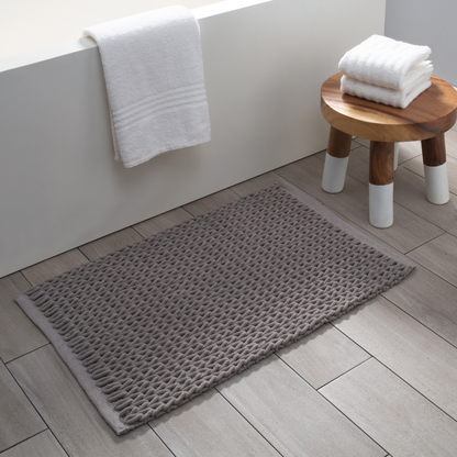 Alfombrilla de baño trenzada de algodón y micropoliéster, color gris mármol, 20" x 32" g/m², 1920