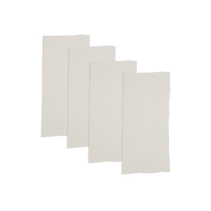 Stonewashed Overlock Border Napkin Ivory Set Of 4