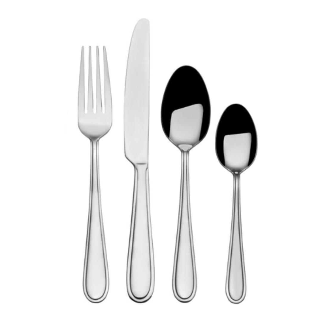 Pfaltzgraff 16pc Westfield Flatware Set with Caddy: 18/0 Stainless Steel