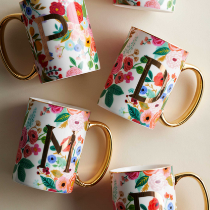 Garden Party Porcelain Monogram Mug - V