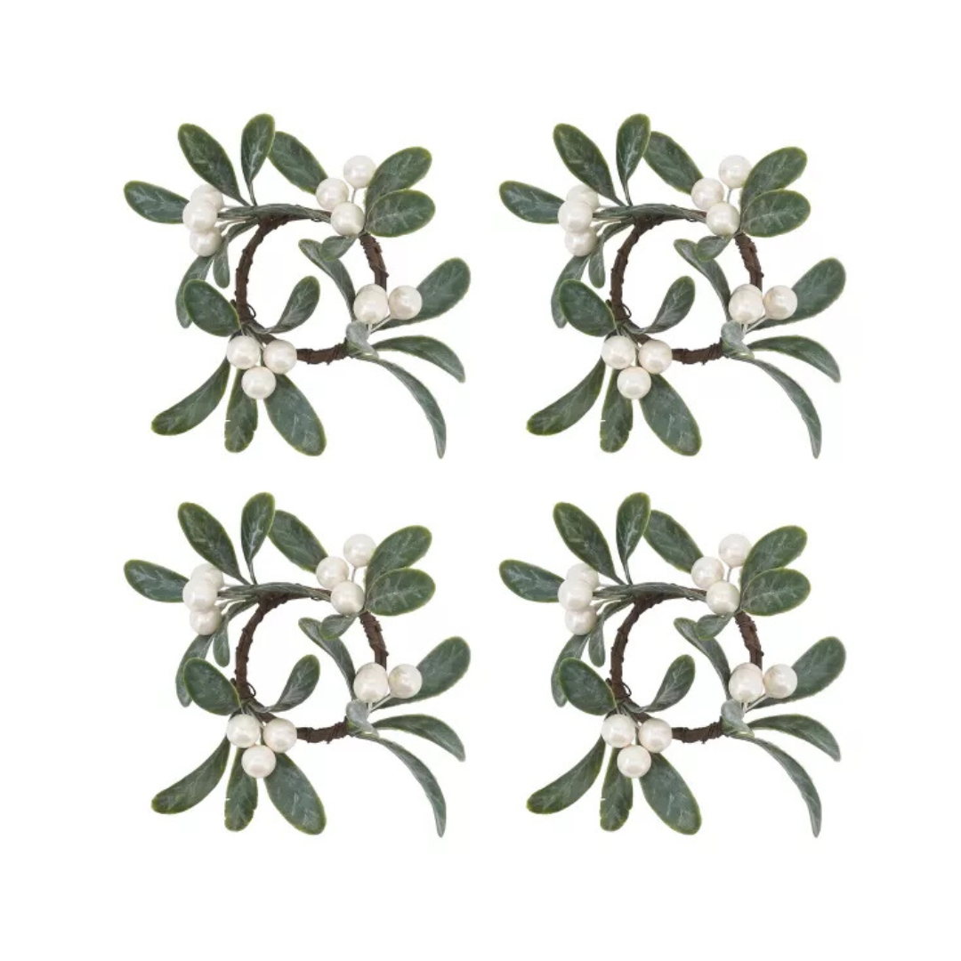 Mistletoe Napkin Ring Set Of 4