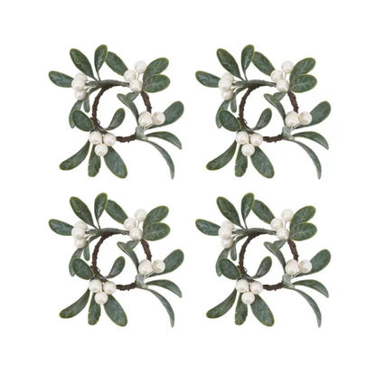 Mistletoe Napkin Ring Set Of 4