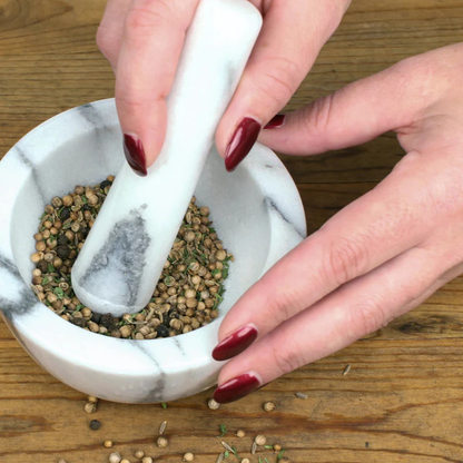Marble Mortar & Pestle White