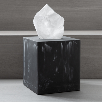 Michaelangelo Tissue Box Black/White Marble