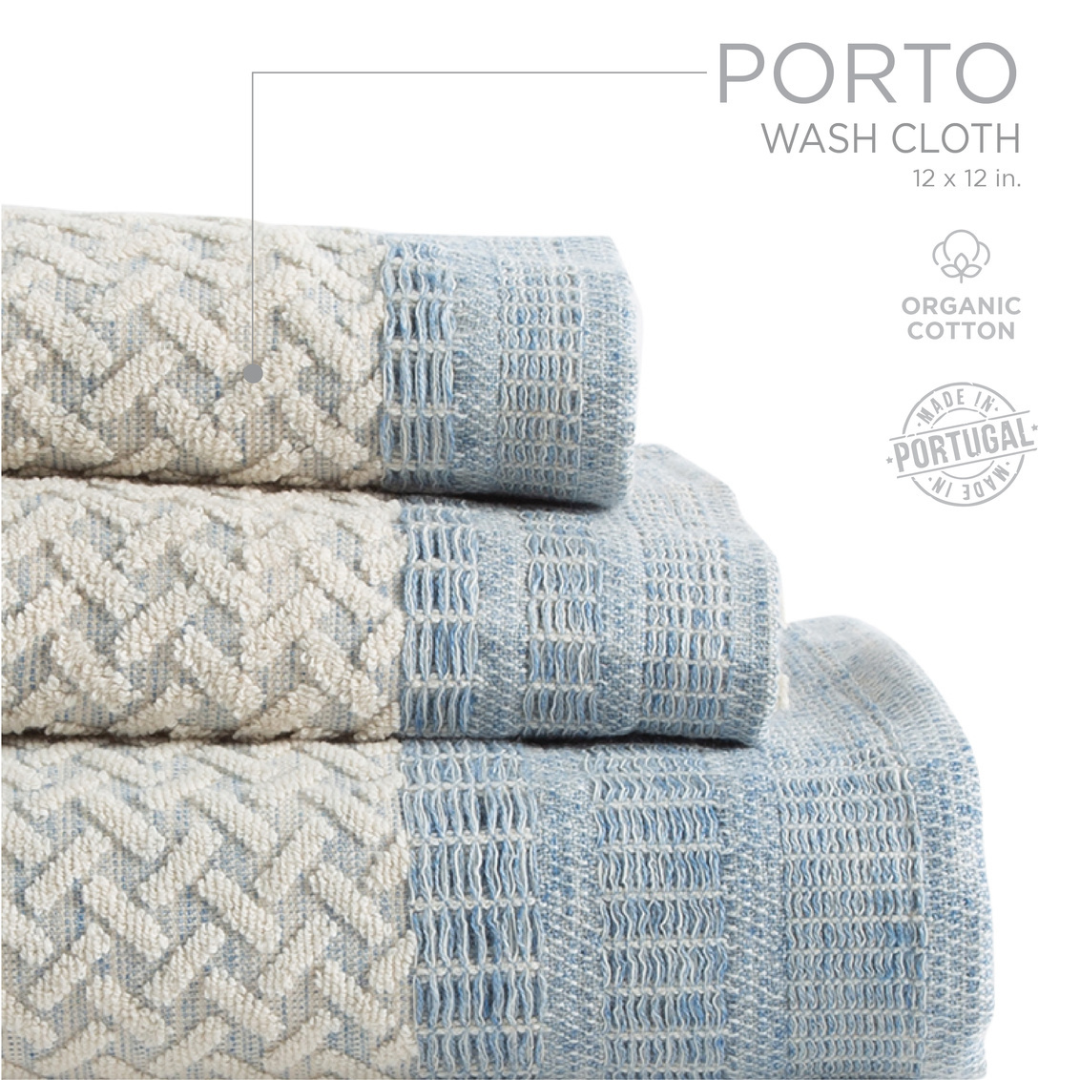 Porto Wash Cloth- Blue- Natural