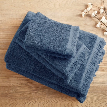 Nova Cotton Dobby Slub 6 Piece Towel Set - Navy