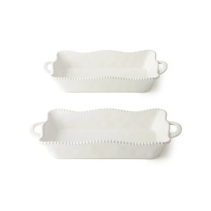 Perlette Cream Medium Rectagular Baker 14in x 8.75in