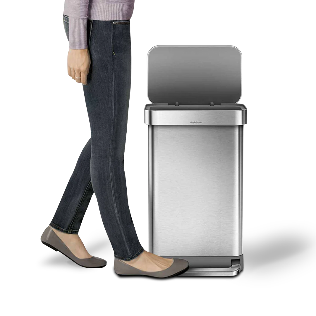 45L Rectangular Step Can, Brushed Stainless Steel