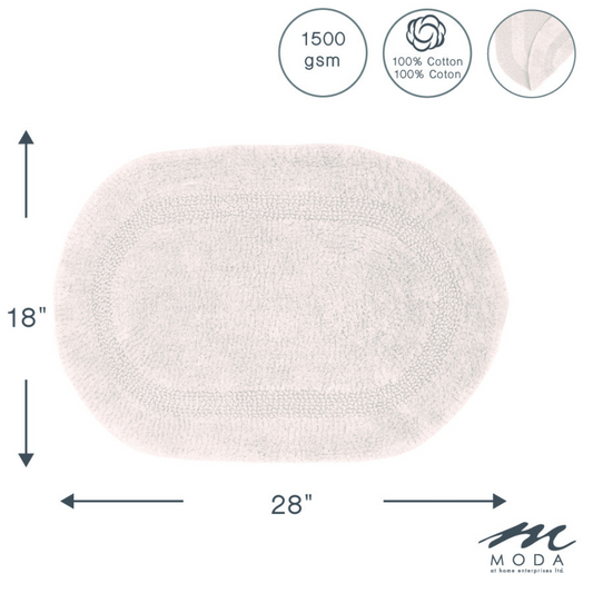 Serene Bath Mat Oval Cotton Reversible Natural 18" X 28" Gsm 1500