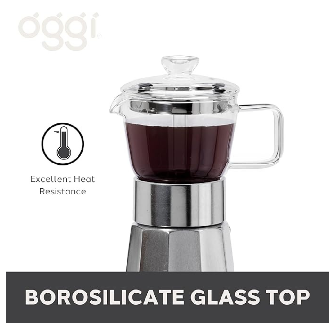 Borosilicate Glass Stovetop Espresso Maker, Moka Pot - 4 Cup