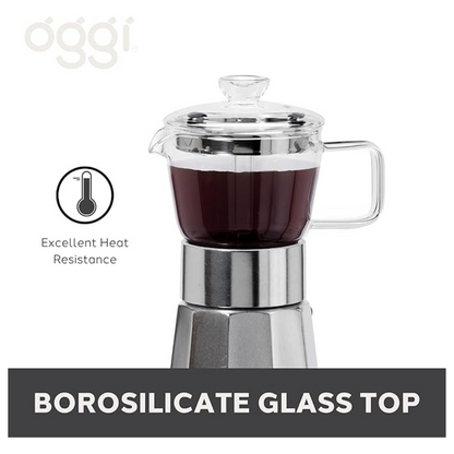 Borosilicate Glass Stovetop Espresso Maker, Moka Pot - 4 Cup