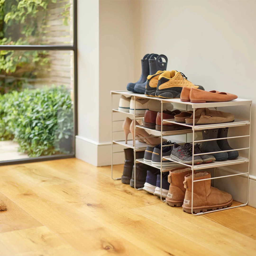 Level™ Plus Large Adjustable Ecru Shoe Rack
