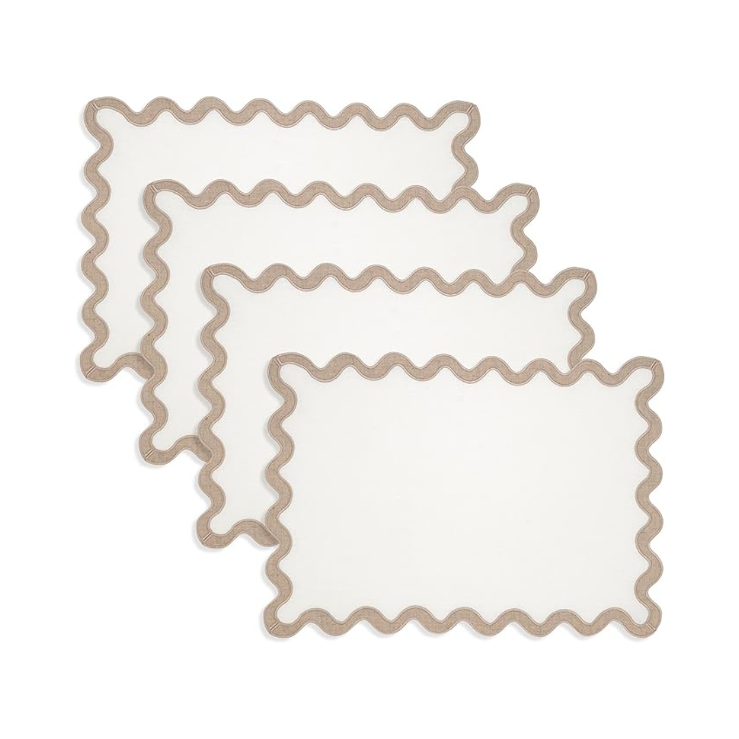 Stone Washed Scallop Placemat 13X19 Set Of 4
