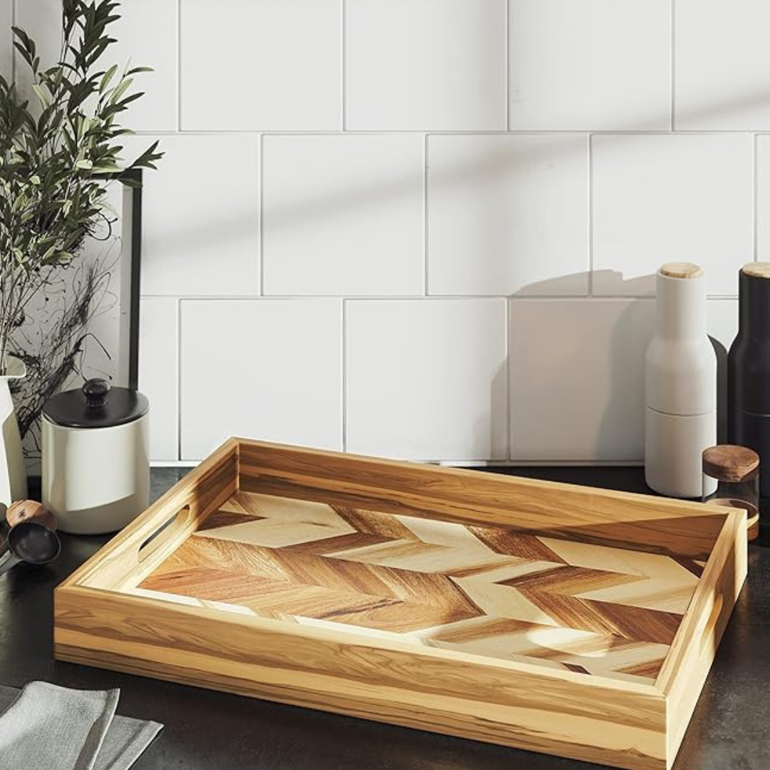 Acacia Herringbone Serving Tray