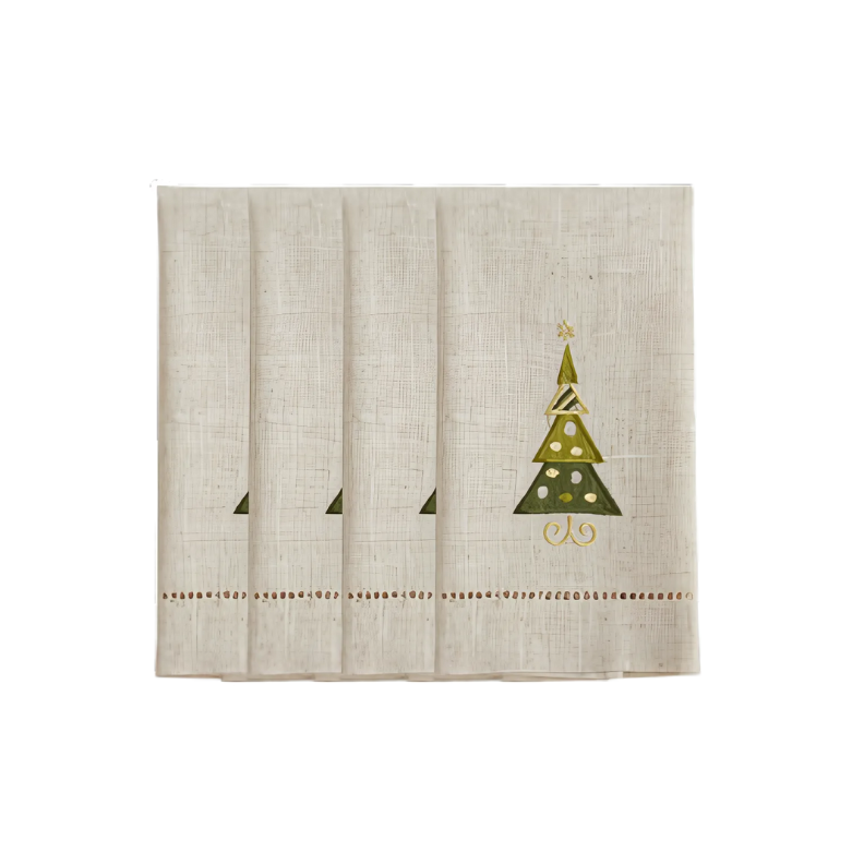 Embroidered and Hemstitched Christmas Tree Guest Towel