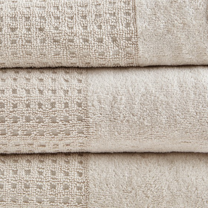 Spa Waffle Cotton Jacquard Antimicrobial Bath Towel 6 Piece Set - Natural