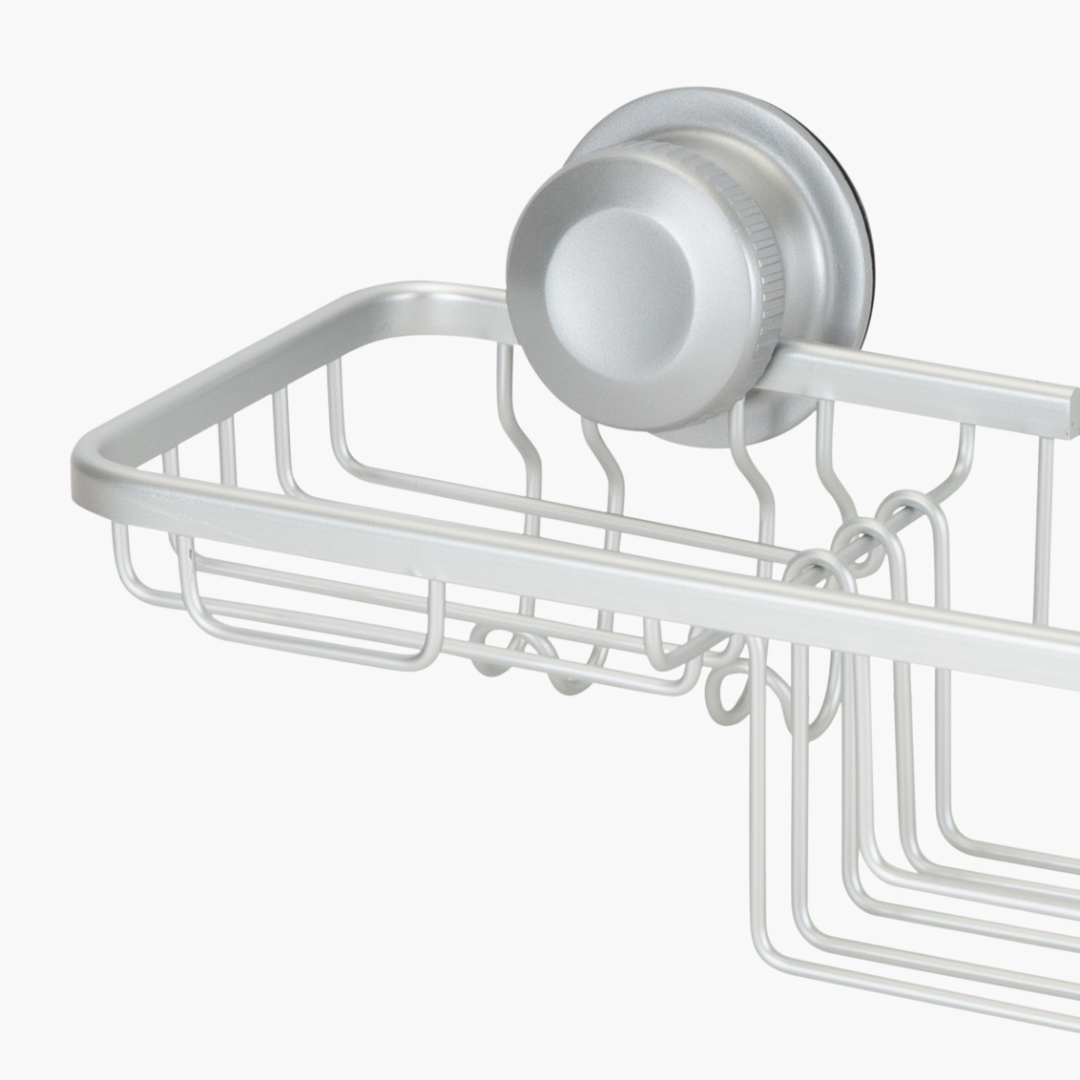 Cesta con cierre de succión de aluminio plateada