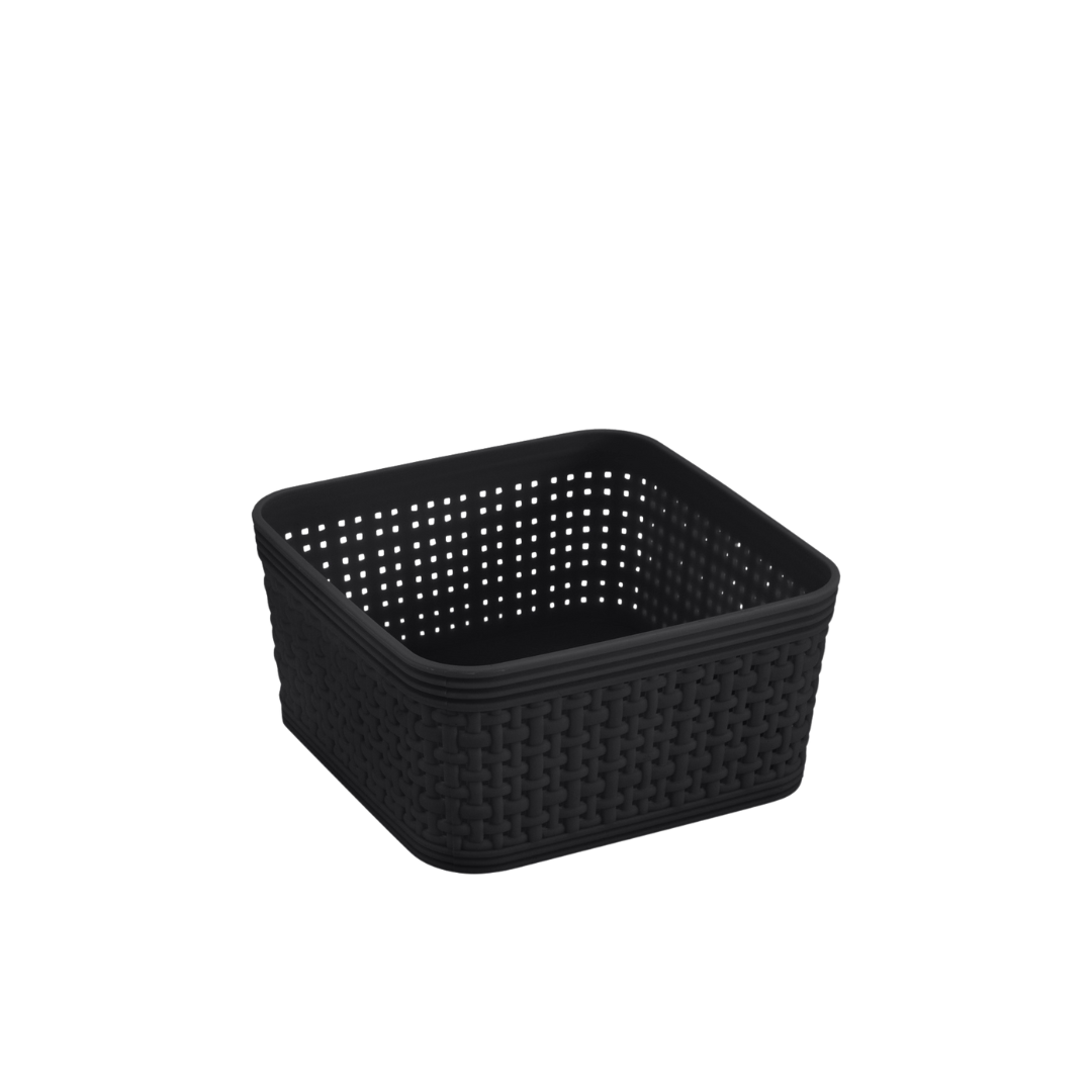 N&T 6pc Weave Organizer Basket Set Plastic Black