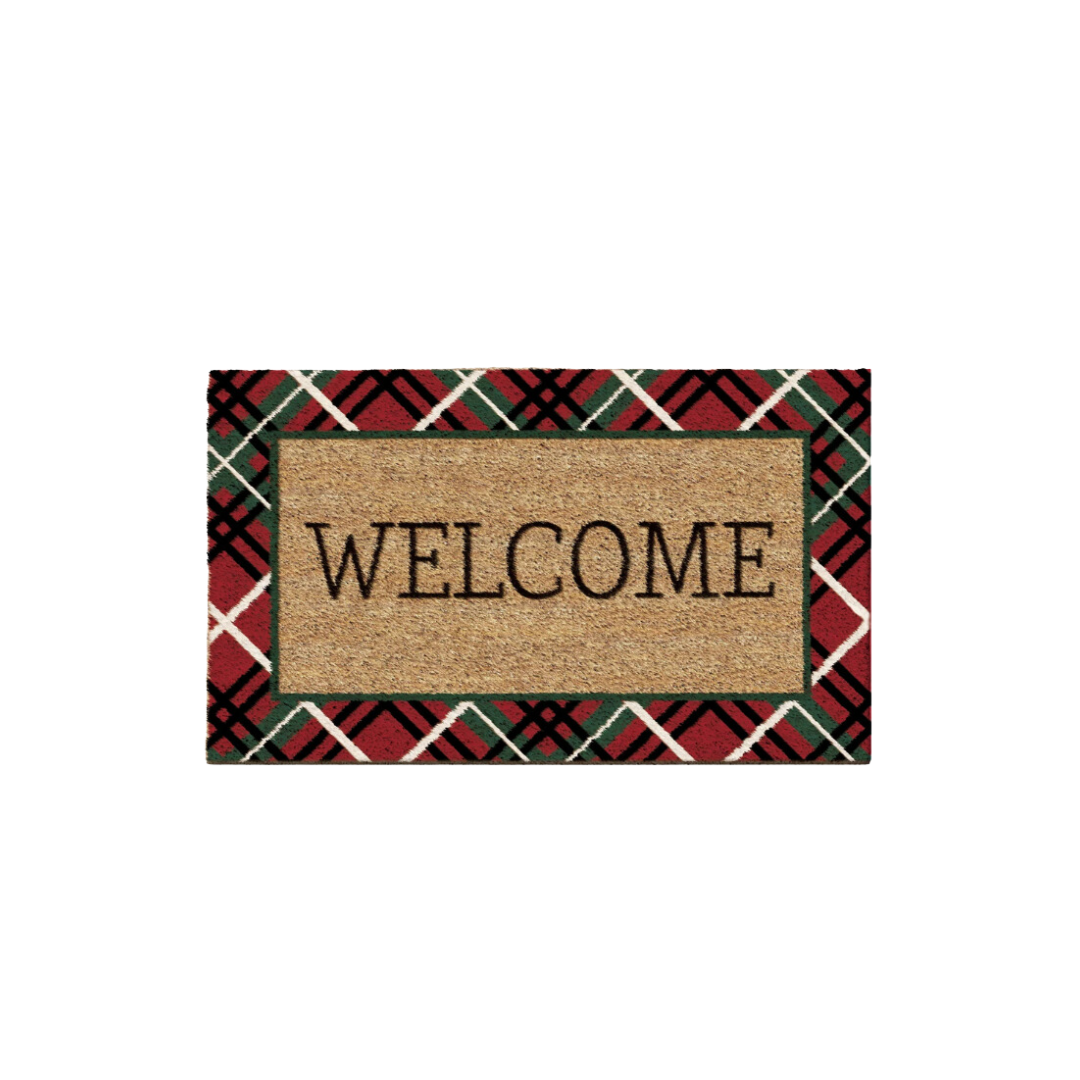 Holiday Plaid Welcome Doormat