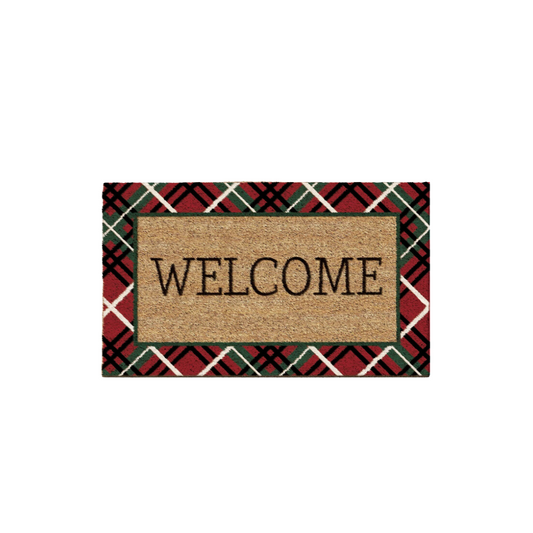 Holiday Plaid Welcome Doormat