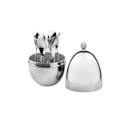 Egg Holder Silver W/6 Spoons