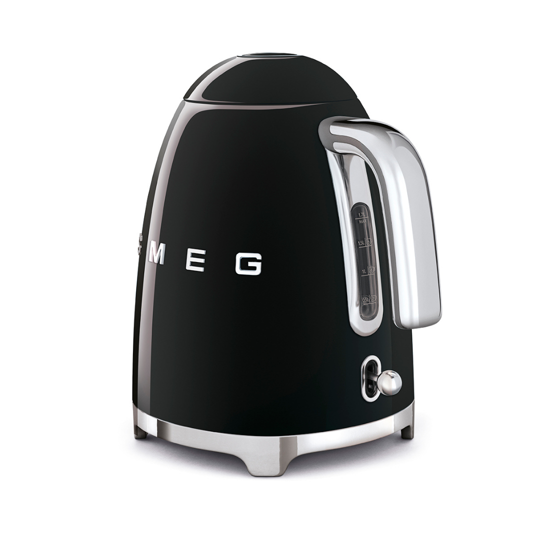 50's Retro Style Electric Kettle with 3D Logo - Black