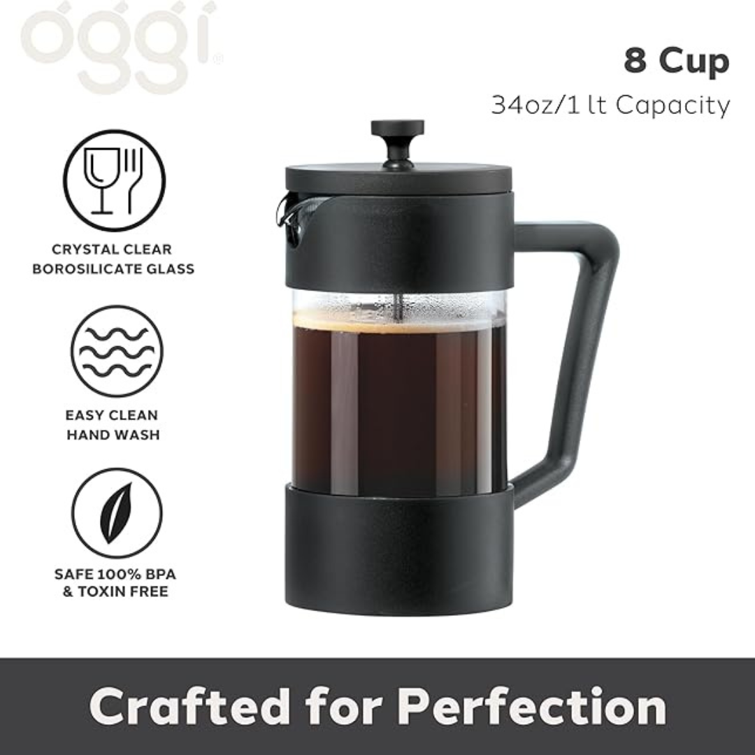 8 Cup Borosilicate Glass French Press Coffee Maker