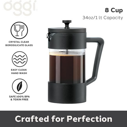 8 Cup Borosilicate Glass French Press Coffee Maker