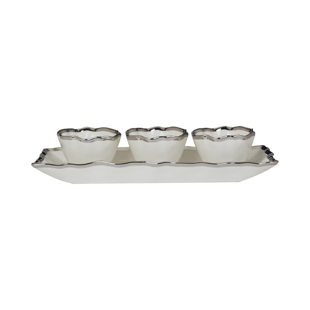 Regency Silver 4pc Tray And Condiment Bowls 14.25in X 6 in