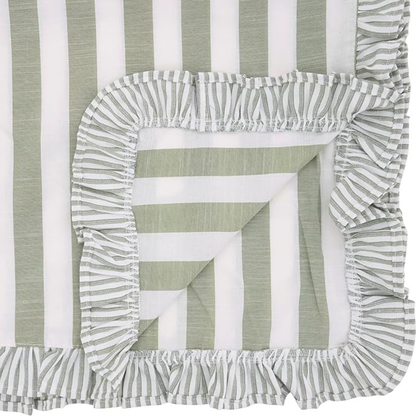 Striped Ruffle Runner 16X72 Green