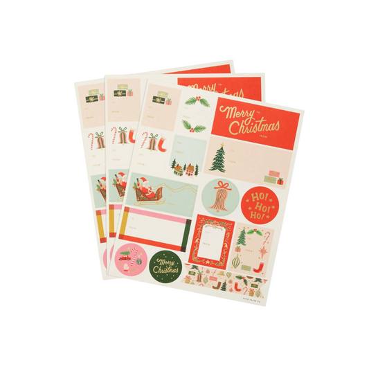 Holiday Gift Stickers - Pack of 3 Deck the Halls Stickers and Labels