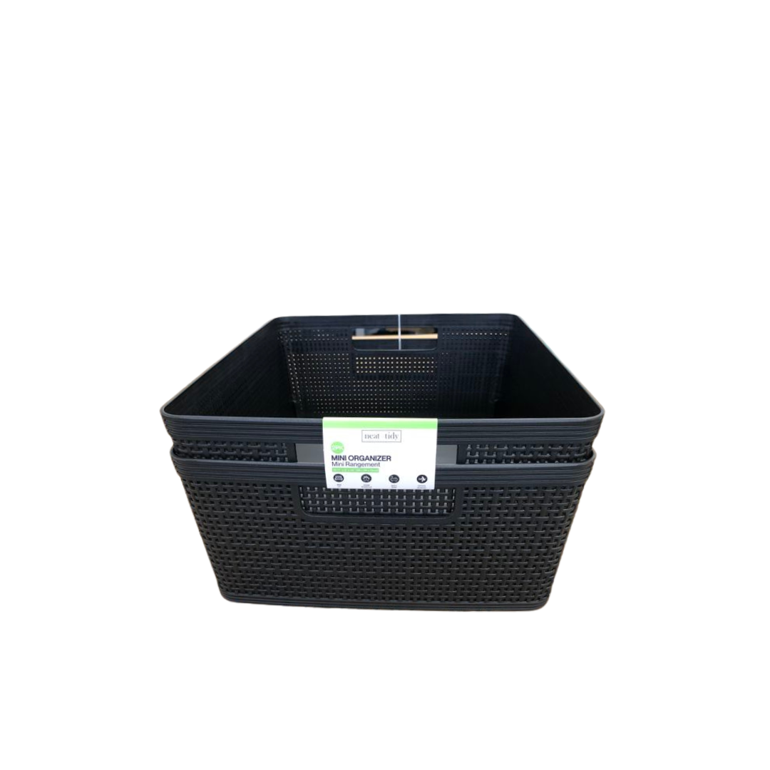 N&T 2pc Weave Storage Basket Set Plastic Black