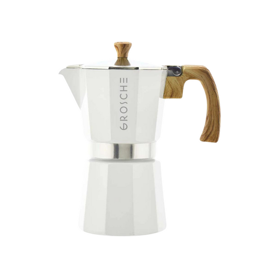 MILANO Stovetop Espresso Maker, Moka Pot - 6 Cup White