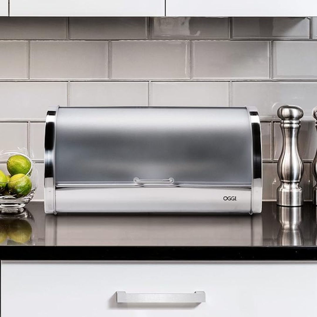 Stainless Steel Bread Box w/ Frosted Lid