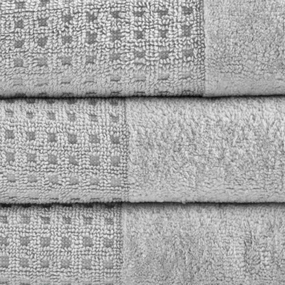 Spa Waffle Cotton Jacquard Antimicrobial Bath Towel 6 Piece Set - Grey