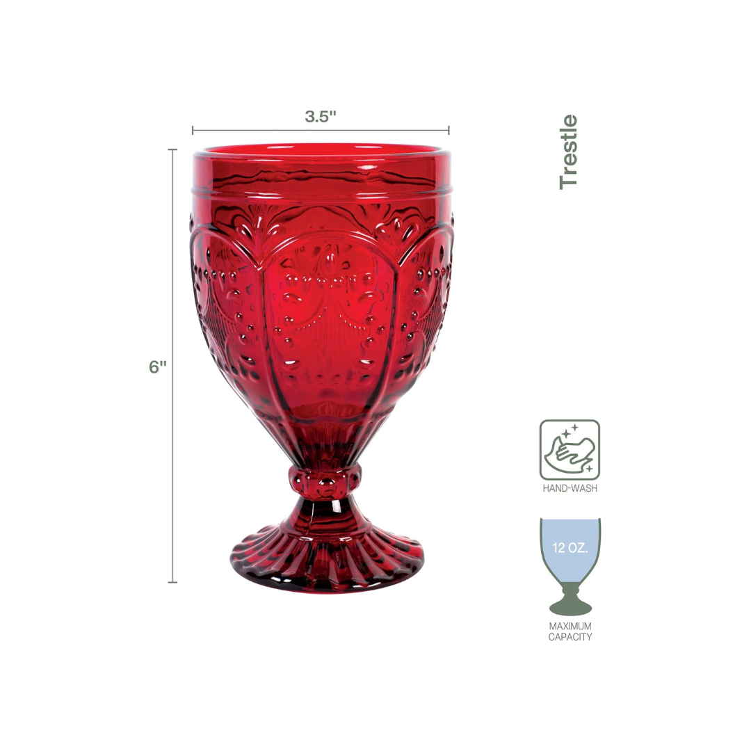 Trestle Glassware Goblets Red, Set Of 4
