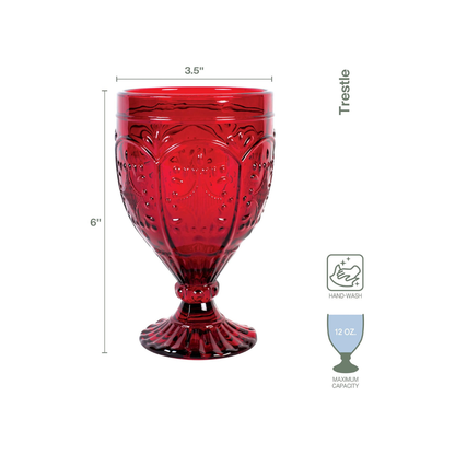 Trestle Glassware Goblets Red, Set Of 4