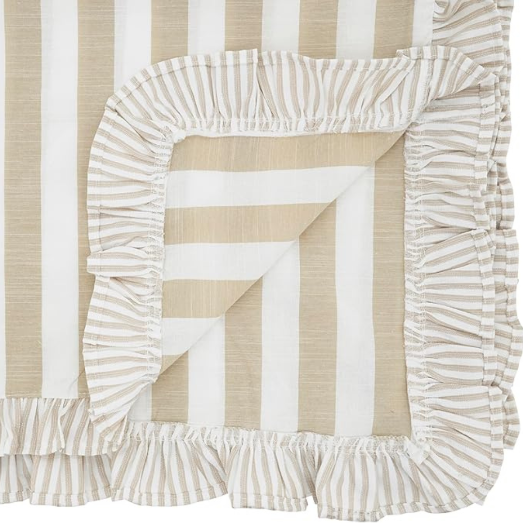 Striped Ruffle Runner 16X72 Natural