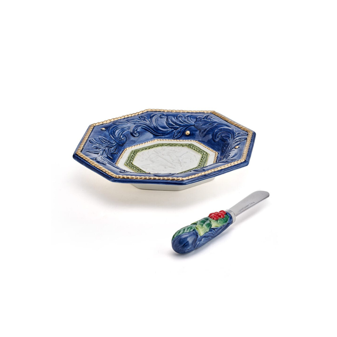 Telluride Blue Appetizer Plate with Spreader