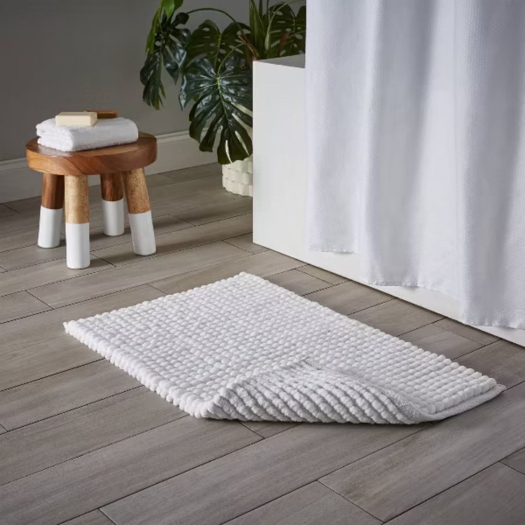 Puff Chunky Microfiber Bath Mat White 20x32