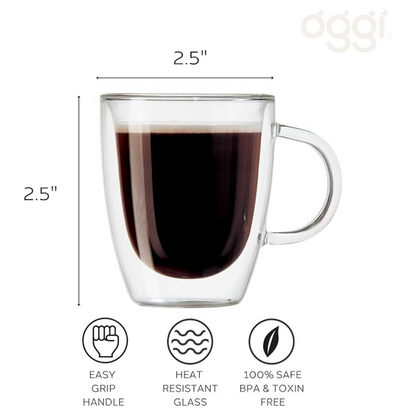 Set of 2 Borosilicate Double Wall Espresso Cups