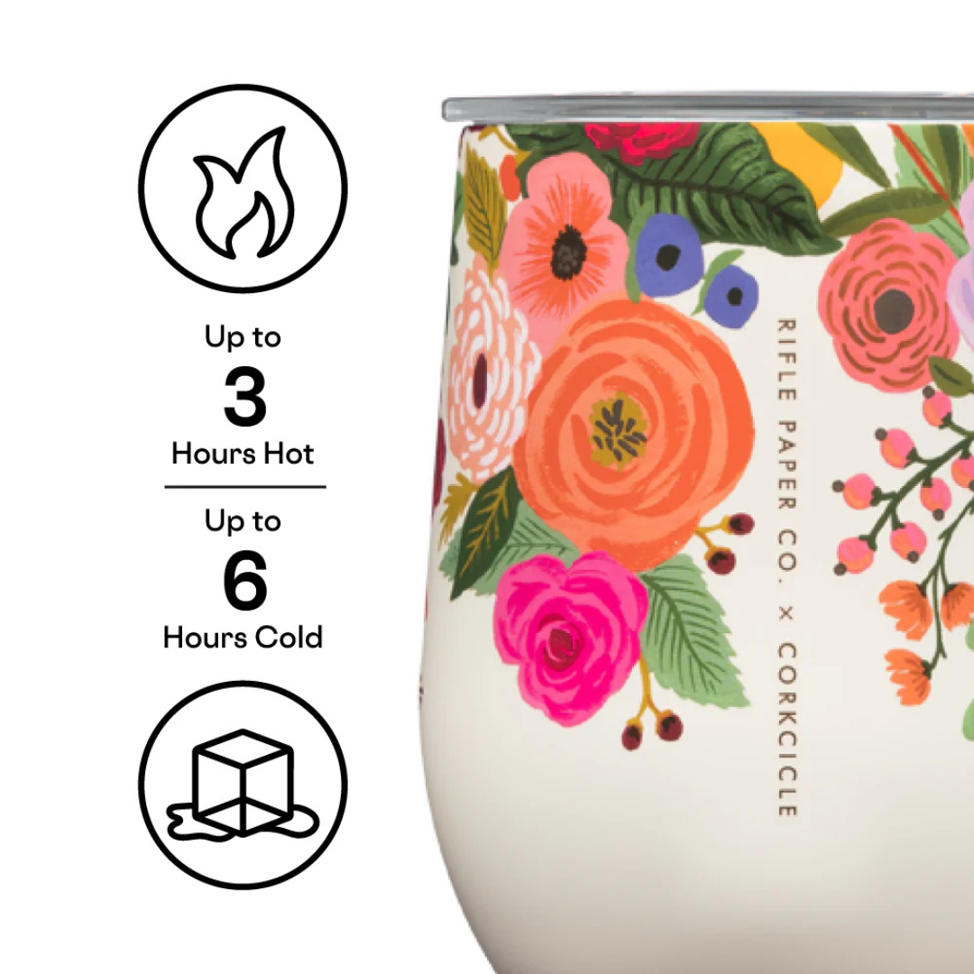 Stemless 12oz Rifle Paper Garden Party Cream