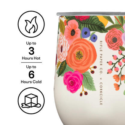 Stemless 12oz Rifle Paper Garden Party Cream
