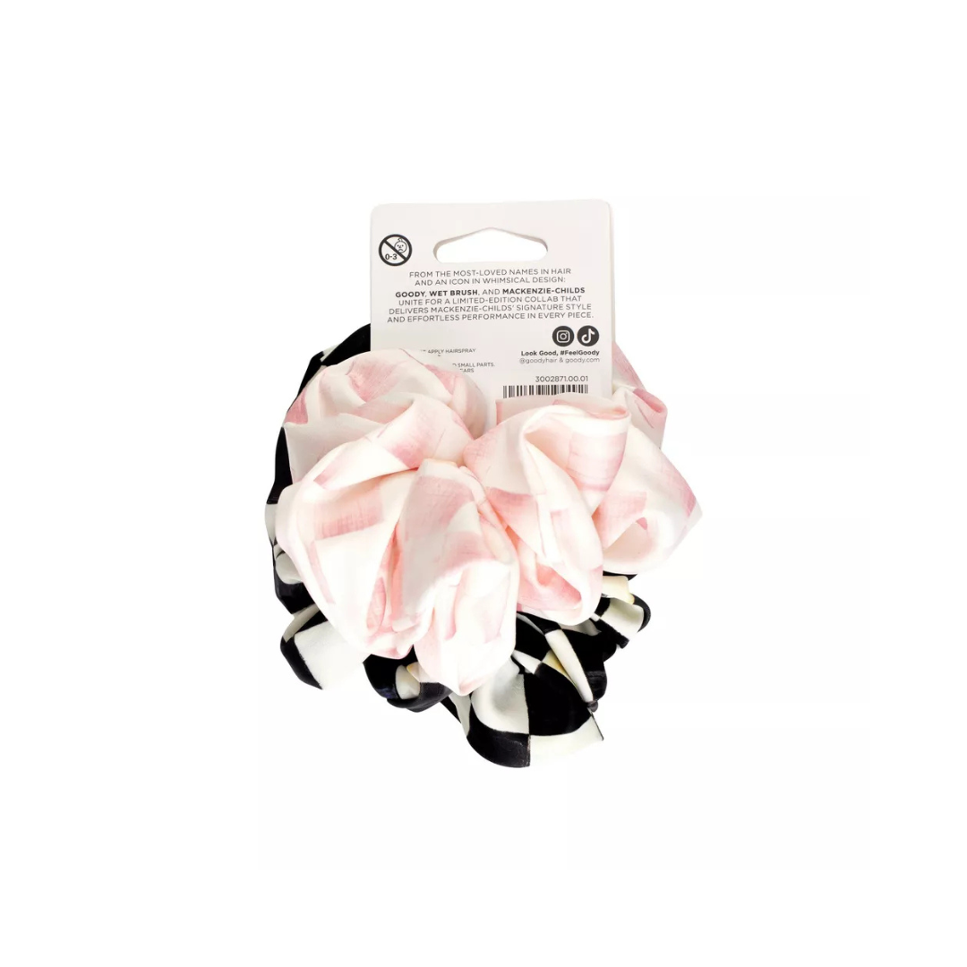 Goody x MacKenzie Childs Satin Scrunchie - Pink - 2ct