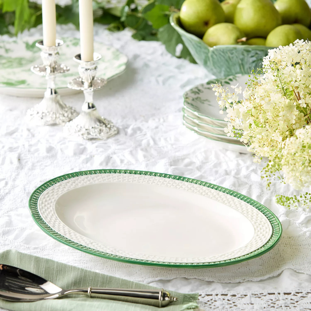 Le Jardin Embossed Rattan Oval Platter 16 x 12in
