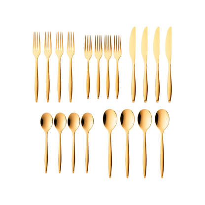 Milano Mirrored Gold 18/10 Stainless Steel 20 Piece