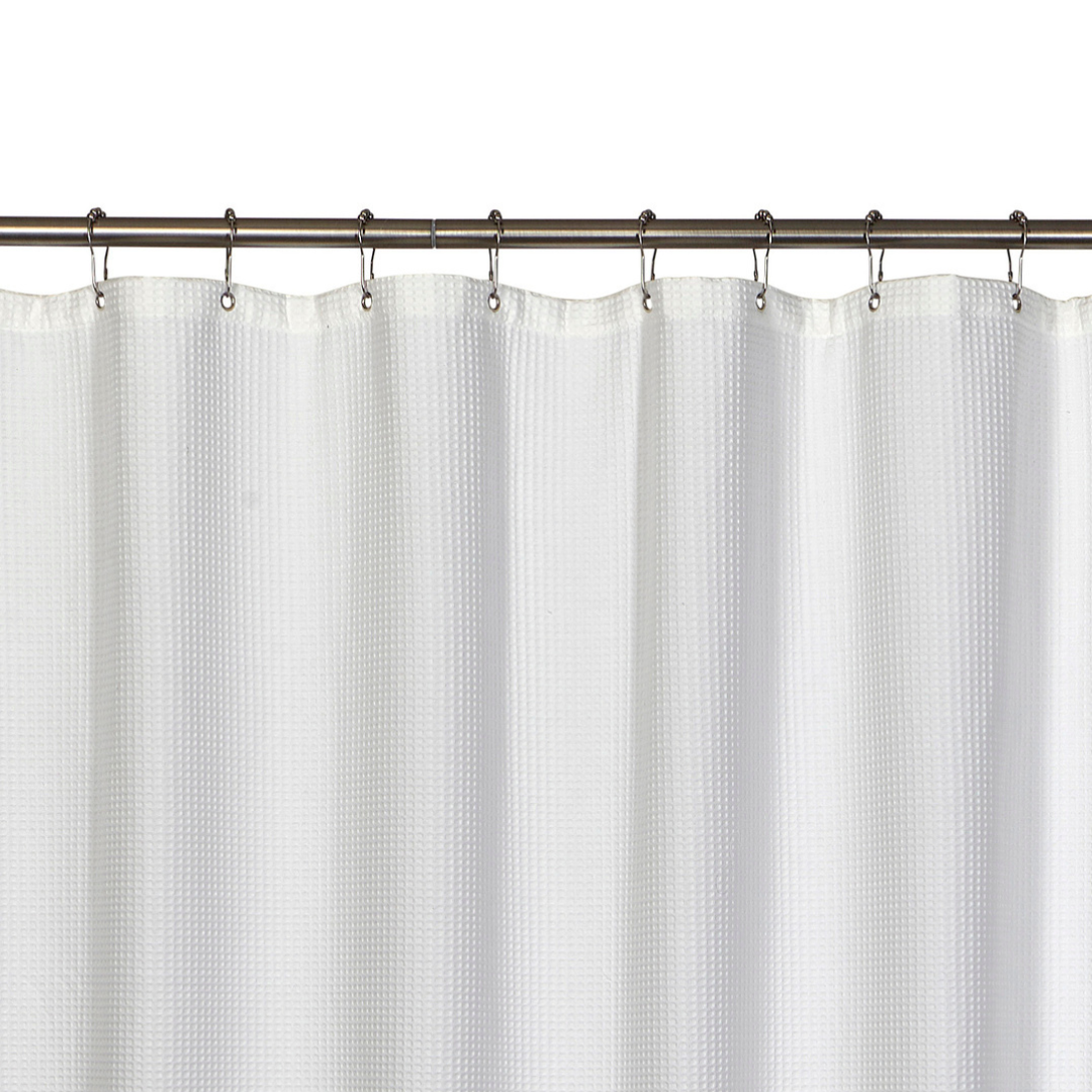 Quaker Waffle Shower Curtain White Poly-cot 180 X 180cm 270Gsm