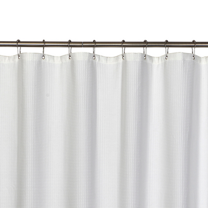 Quaker Waffle Shower Curtain White Poly-cot 180 X 180cm 270Gsm